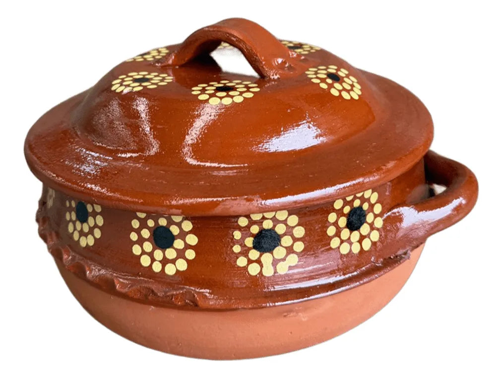 CAZUELA PELLIZCADA DE BARRO DE 5 LTS