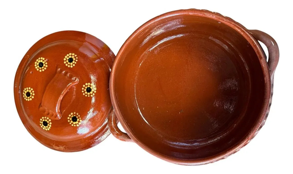 CAZUELA PELLIZCADA DE BARRO DE 5 LTS