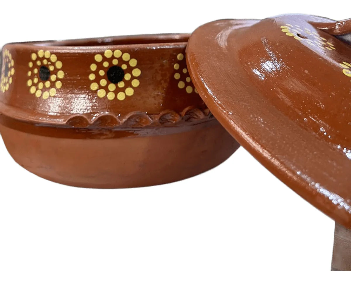 CAZUELA PELLIZCADA DE BARRO DE 5 LTS