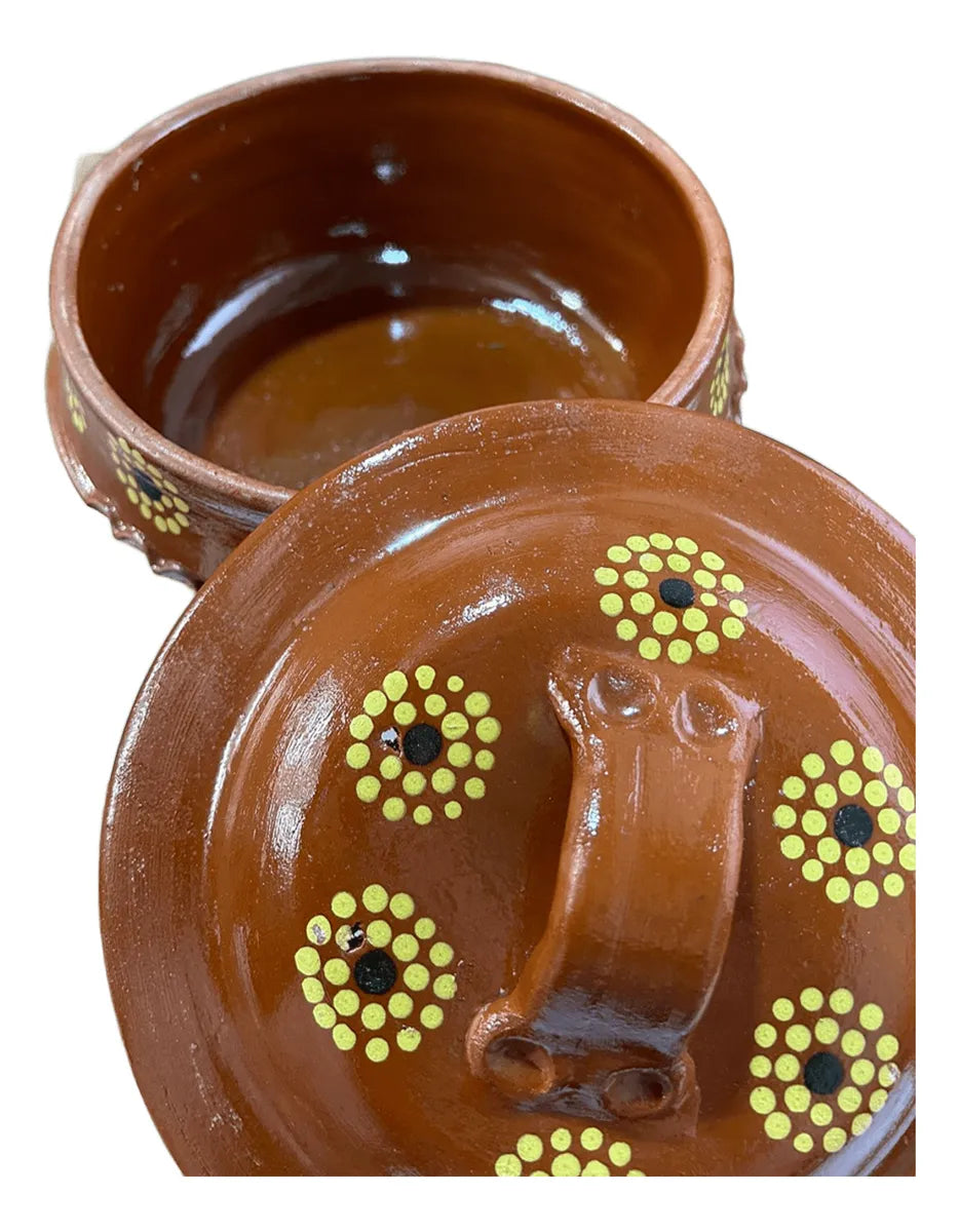 CAZUELA PELLIZCADA DE BARRO DE 5 LTS